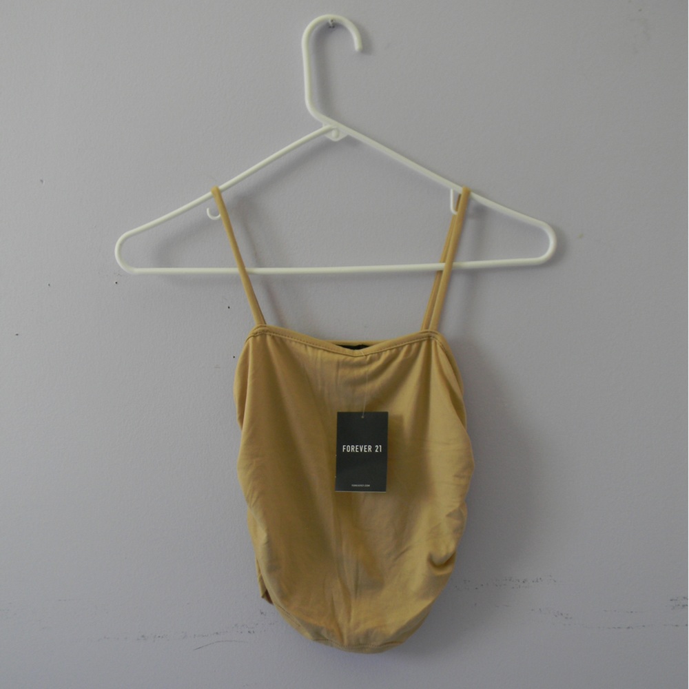 Forever 21 tan crop tank with cinched sides
